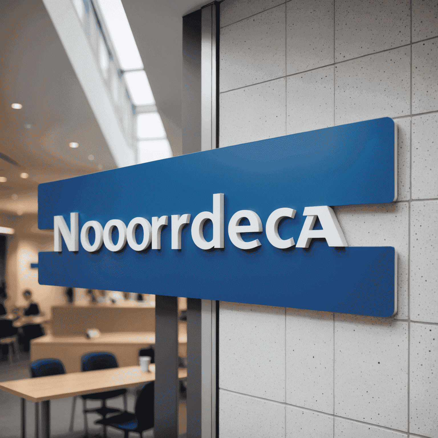 Nordean logo, sinivalkoinen teksti modernilla fontilla