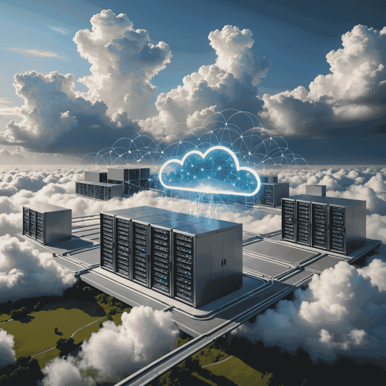 Visualisointi VMware-pohjaisesta pilvi-infrastruktuurista, jossa näkyy virtualisoituja palvelimia ja verkkoyhteyksiä